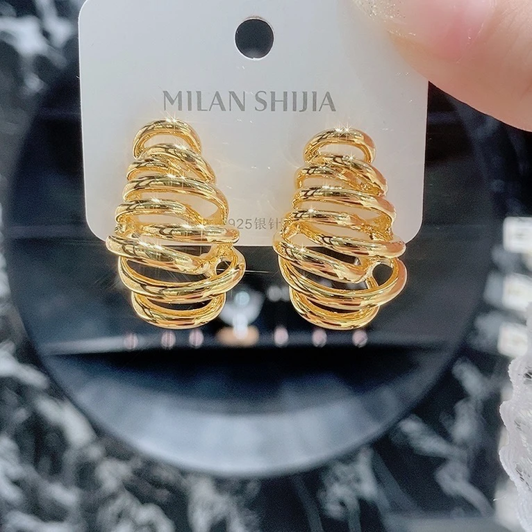 铜合金耳饰 重工女十字架/皇冠/罗马数字轻奢耳环素款金色百搭