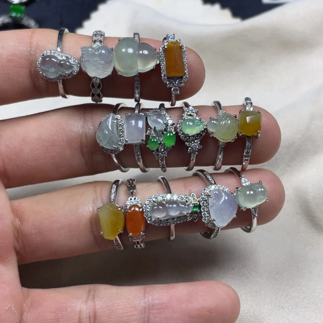 翡翠银S925镶嵌戒指