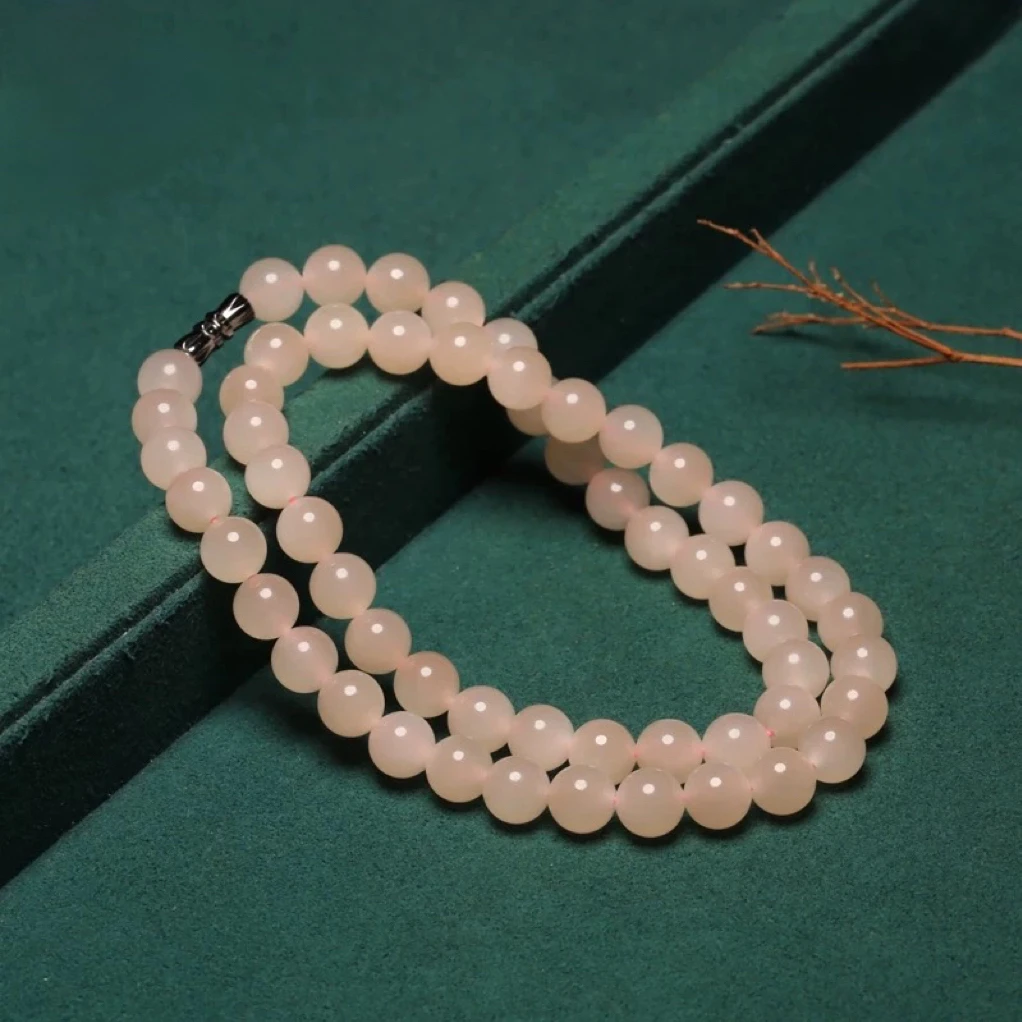 甄选优质冰藕粉色圆珠手串卡8mm妈妈链温柔大气