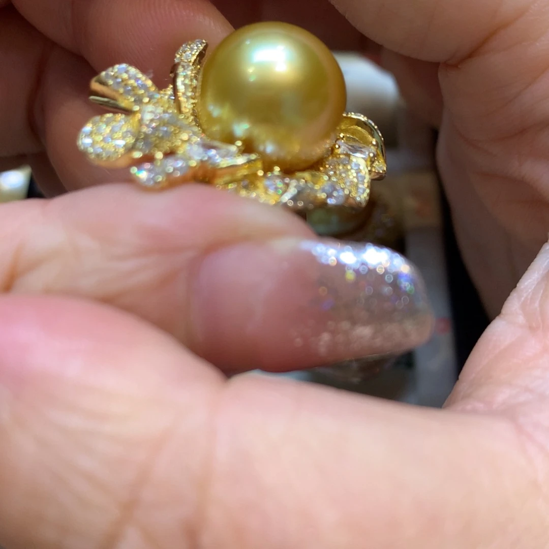 海水珍珠戒指银S925镶嵌