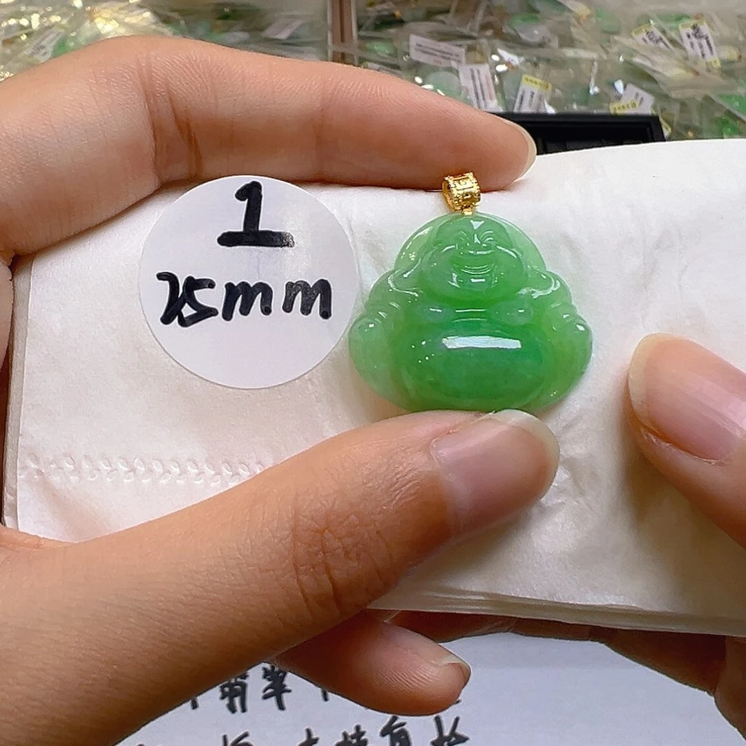 翡翠18K金镶嵌吊坠(不含链)翡翠