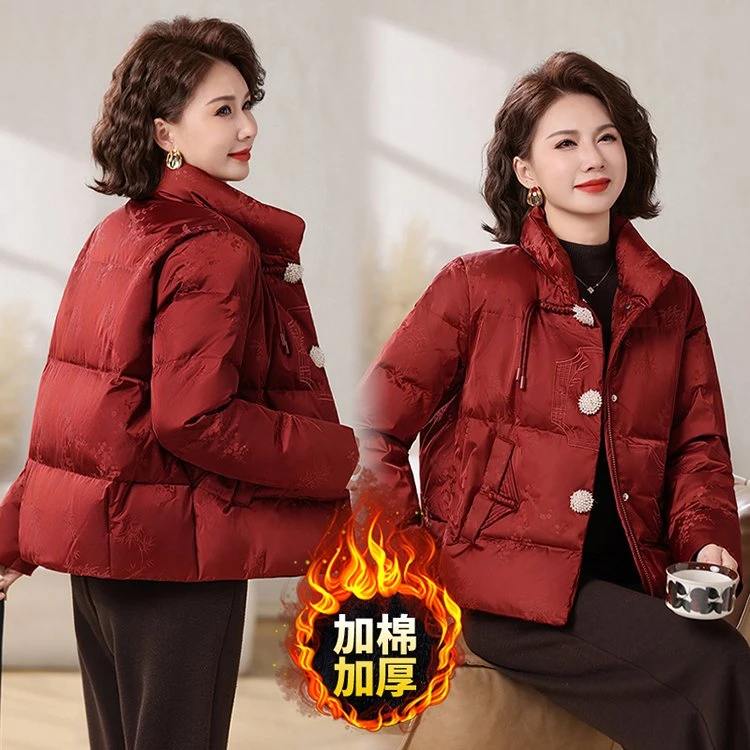 中老年女装棉衣棉服2025年冬季加绒加厚妈妈装外套棉袄