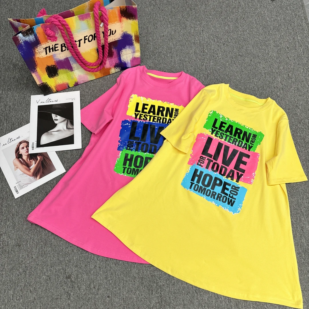 W527设计师定制款弹力棉彩色字母A版娃娃衫