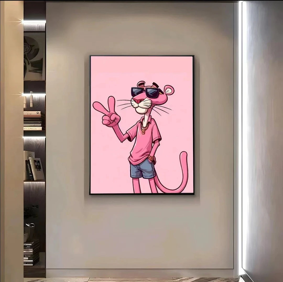 《粉红豹》砂岩现代装饰画金属边框装饰画4060