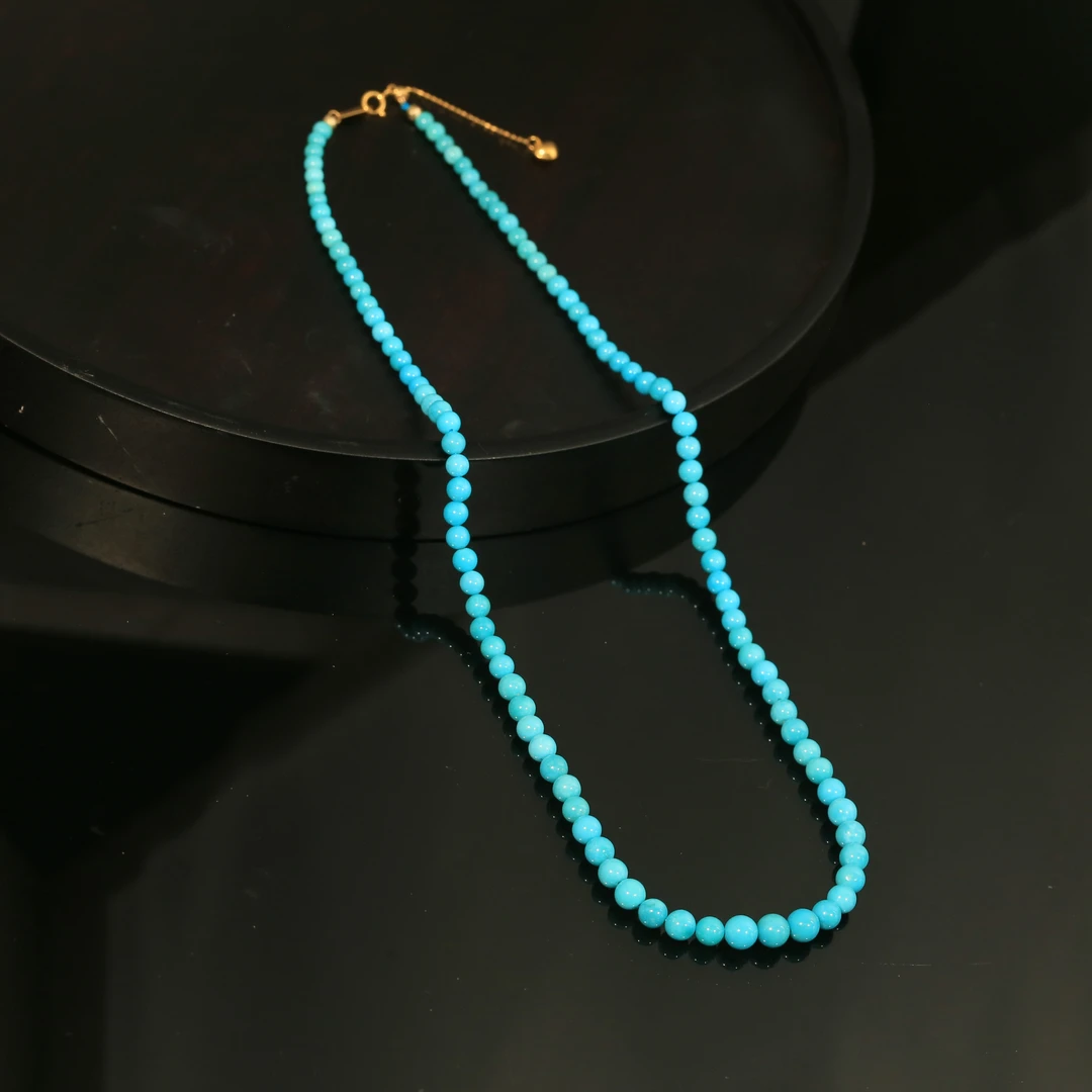 【专场福利】18k绿松石美松圆珠塔链约3-6mm XZ0946BZA