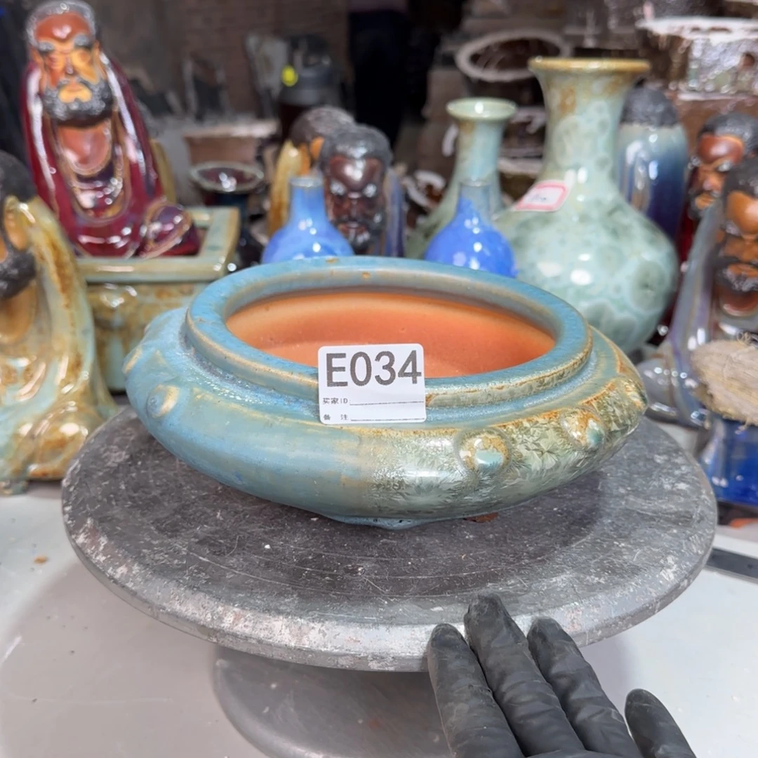 为***队紫砂花盆034