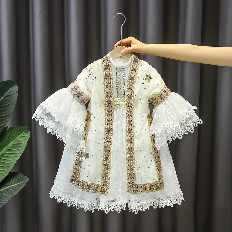 汉服女童春秋款民族风超仙连衣裙套装宝宝唐装儿童中秋国风表演服