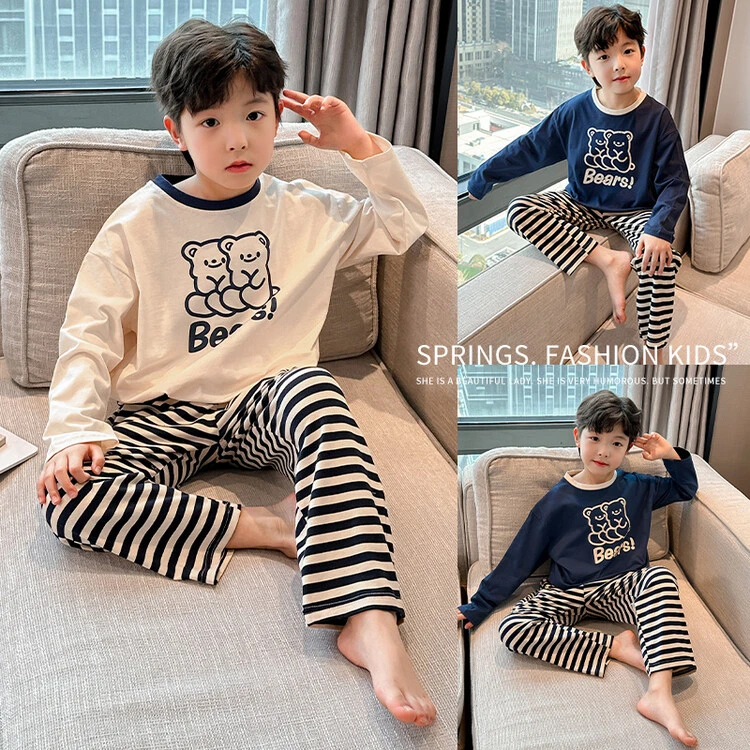 2025新款男童睡衣春秋季长袖薄款夏季儿童小男孩青少年大童家居服