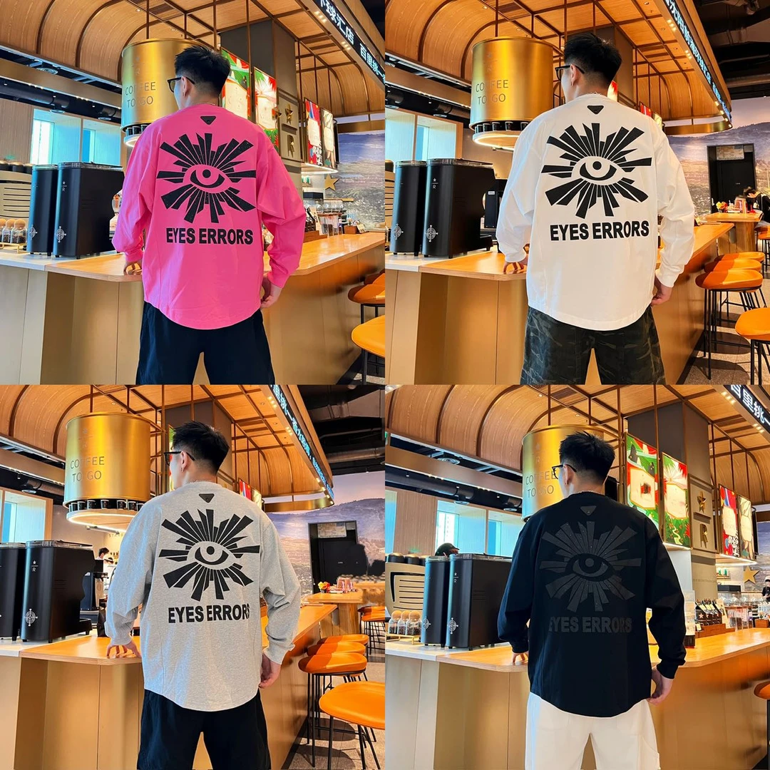 小众个性蝙蝠袖潮流男士秋季新款印花设计宽松百搭圆领长袖T恤