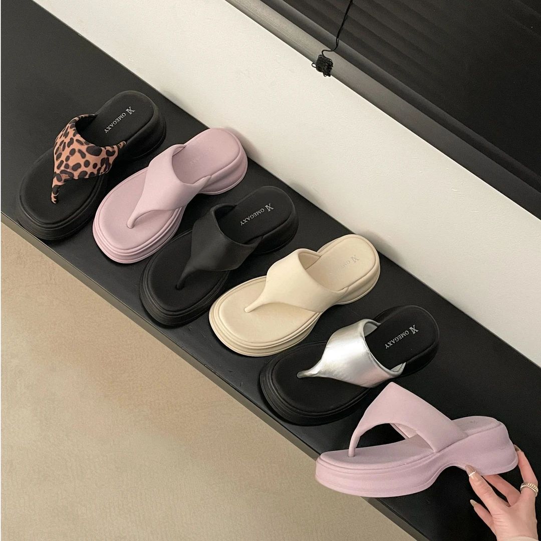 南在南方夹脚厚底人字拖鞋女外穿2025夏季新款复古百搭踩屎感凉拖