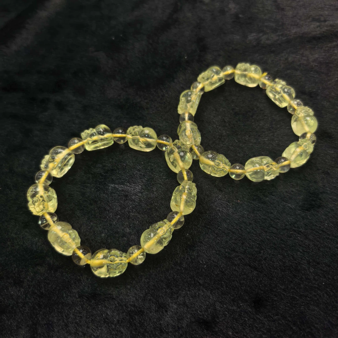 C11402【东齐珠宝】极光47金丝黄貔貅水晶手串-多样性发货只发一件