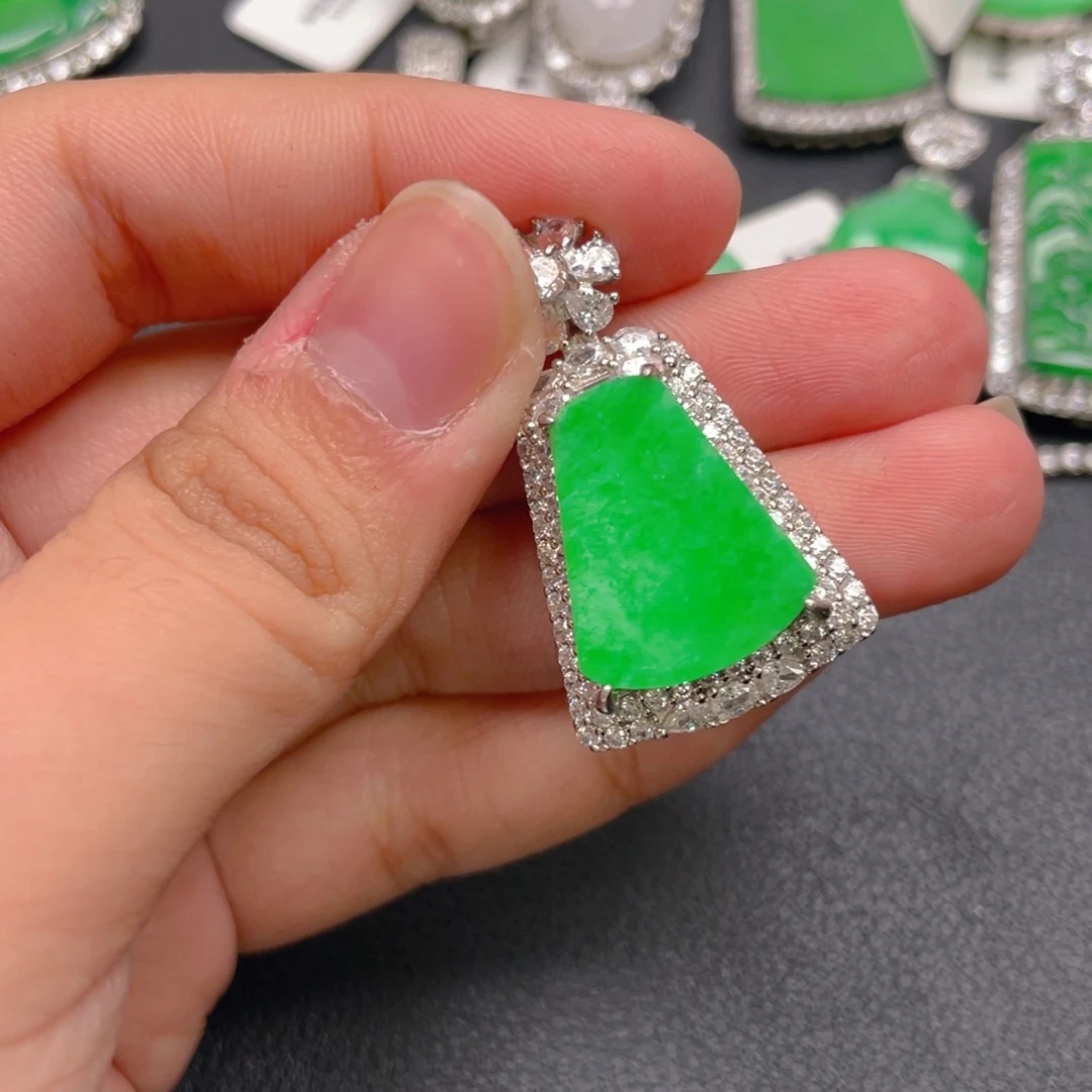 翡翠银S925镶嵌吊坠(不含链)