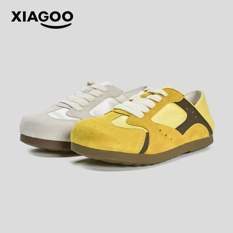 XIAGOO笑果2025春季新款女德训鞋轻便软底踩跟两穿透气休闲运动鞋