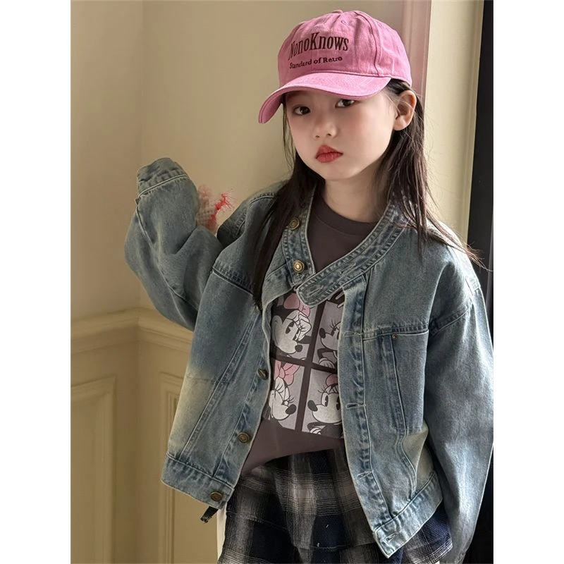 【酷酷女孩】LJ·25春~女童韩版春装新款立领牛仔外套71515（汉服）