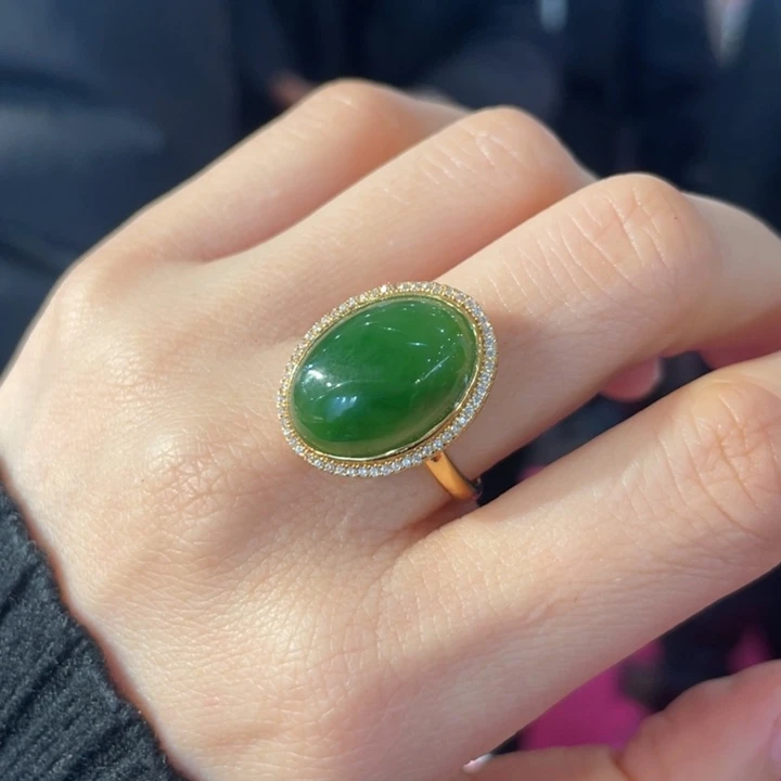 和田玉银S925镶嵌戒指