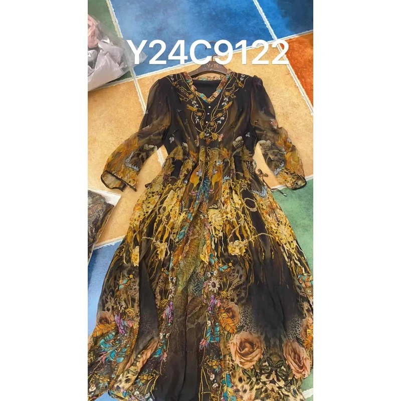 【2024-林姐真丝】重磅100桑蚕丝连衣裙Y24C9122