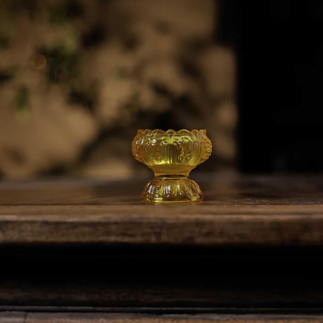 【悦生活】黄色琉璃灯座（Q8638）