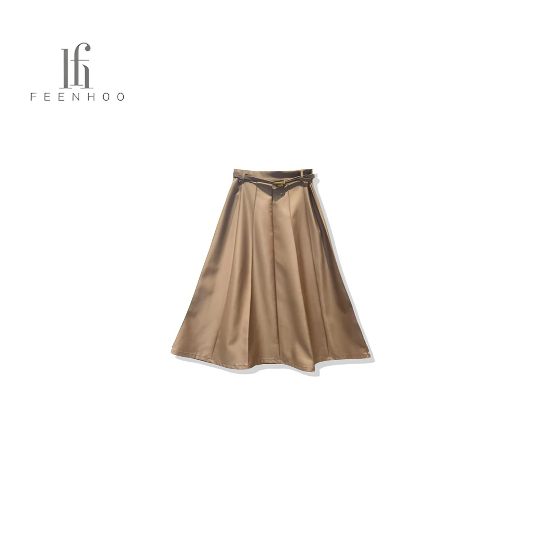 粉和轻奢高腰褶皱气质半身裙41QQ5106