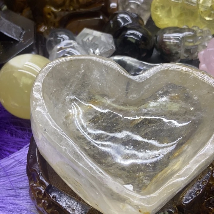 未镶嵌珠宝半成品水晶心****剧摆件
