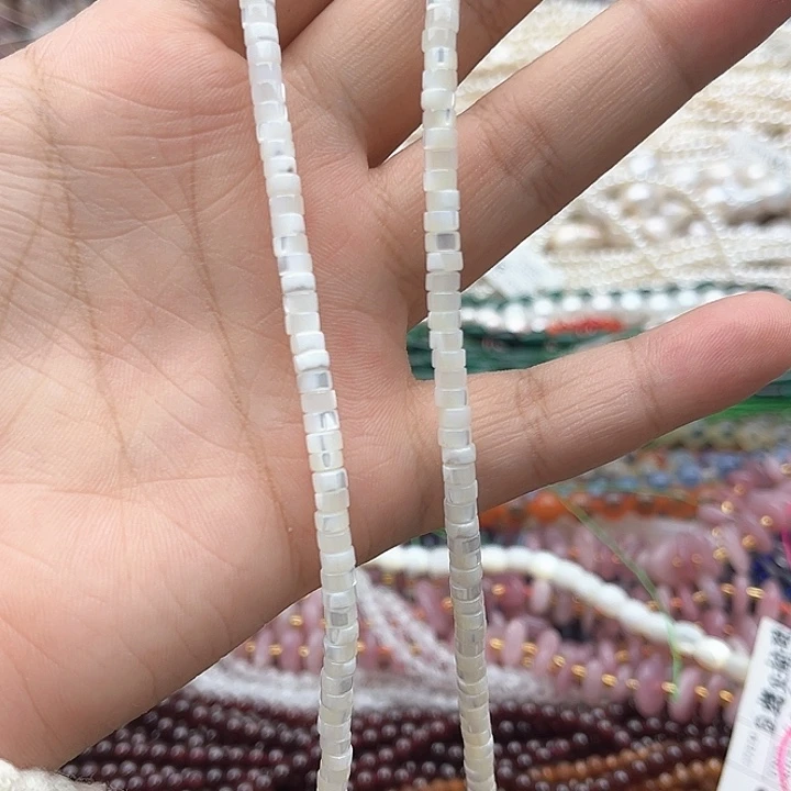 未镶嵌玛瑙/玉髓珠宝半成品一条4/2mm左右白蝶贝直切