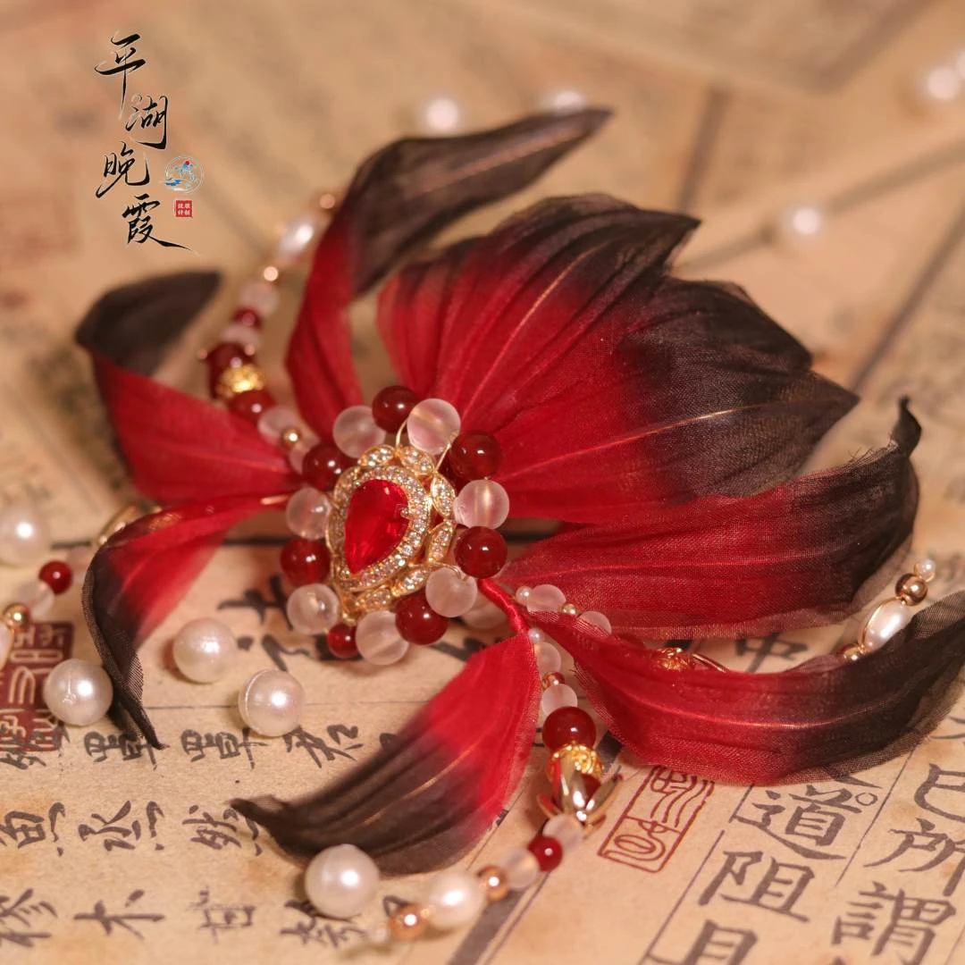 平湖晚霞古风饰品 真丝烫花 山海经之山蜘蛛  十三娘发钗