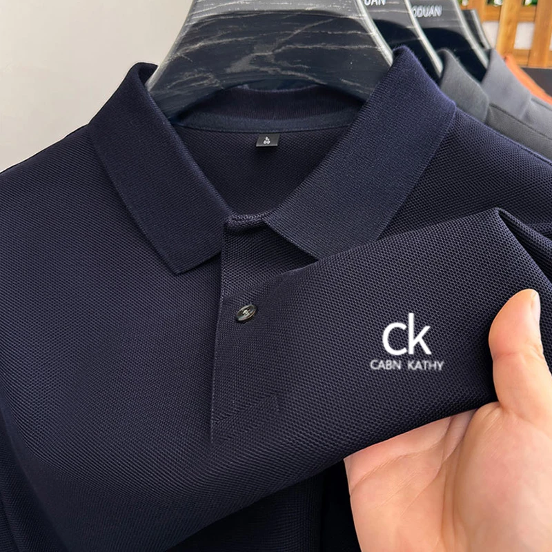【大牌定制 专柜正品】夏季新款男士短袖纯棉POLO衫纯色中年翻领T恤
