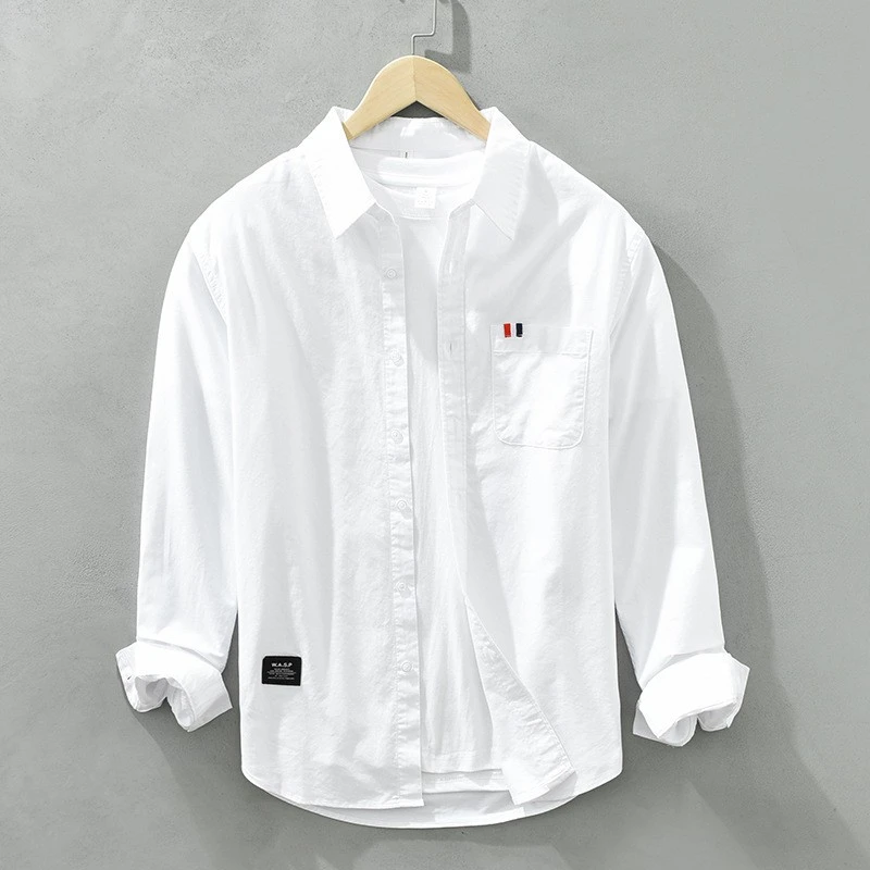 法国Cebrodz纯棉长袖衬衫男春夏宽松牛津纺衬衣休闲寸衫外套潮