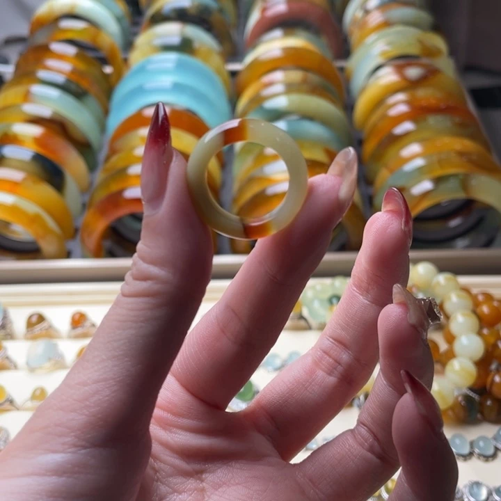 蛇纹石玉戒指圈未镶嵌C***好17