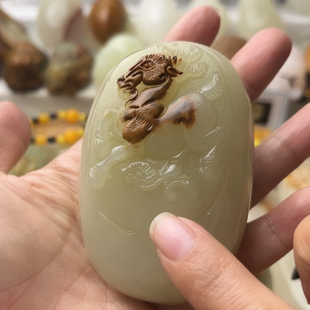 石材方解石手把摆件不退换羊微瑕