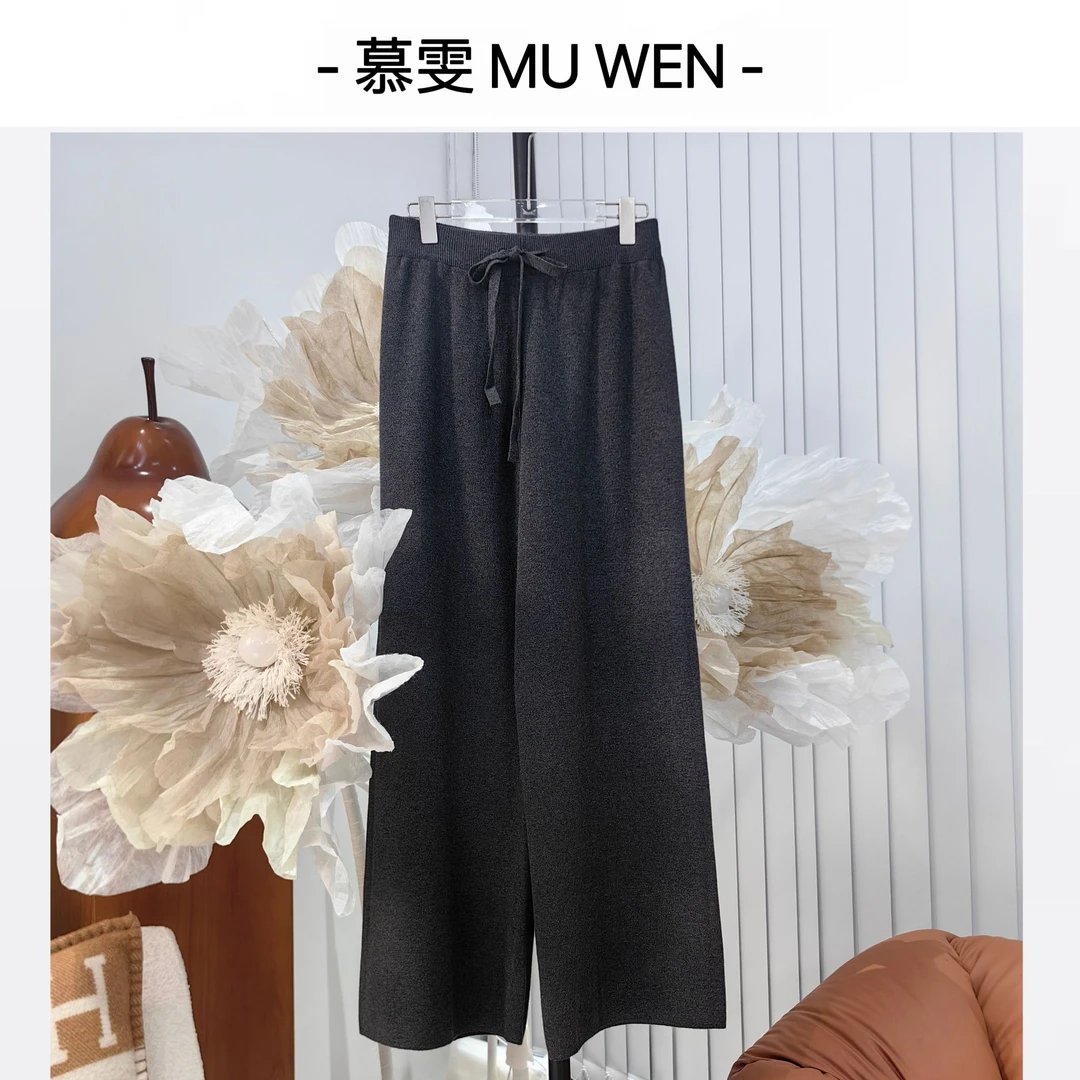 24357180【腿精裤】舒适休闲松紧腰裤子显瘦遮肉阔腿直筒裤