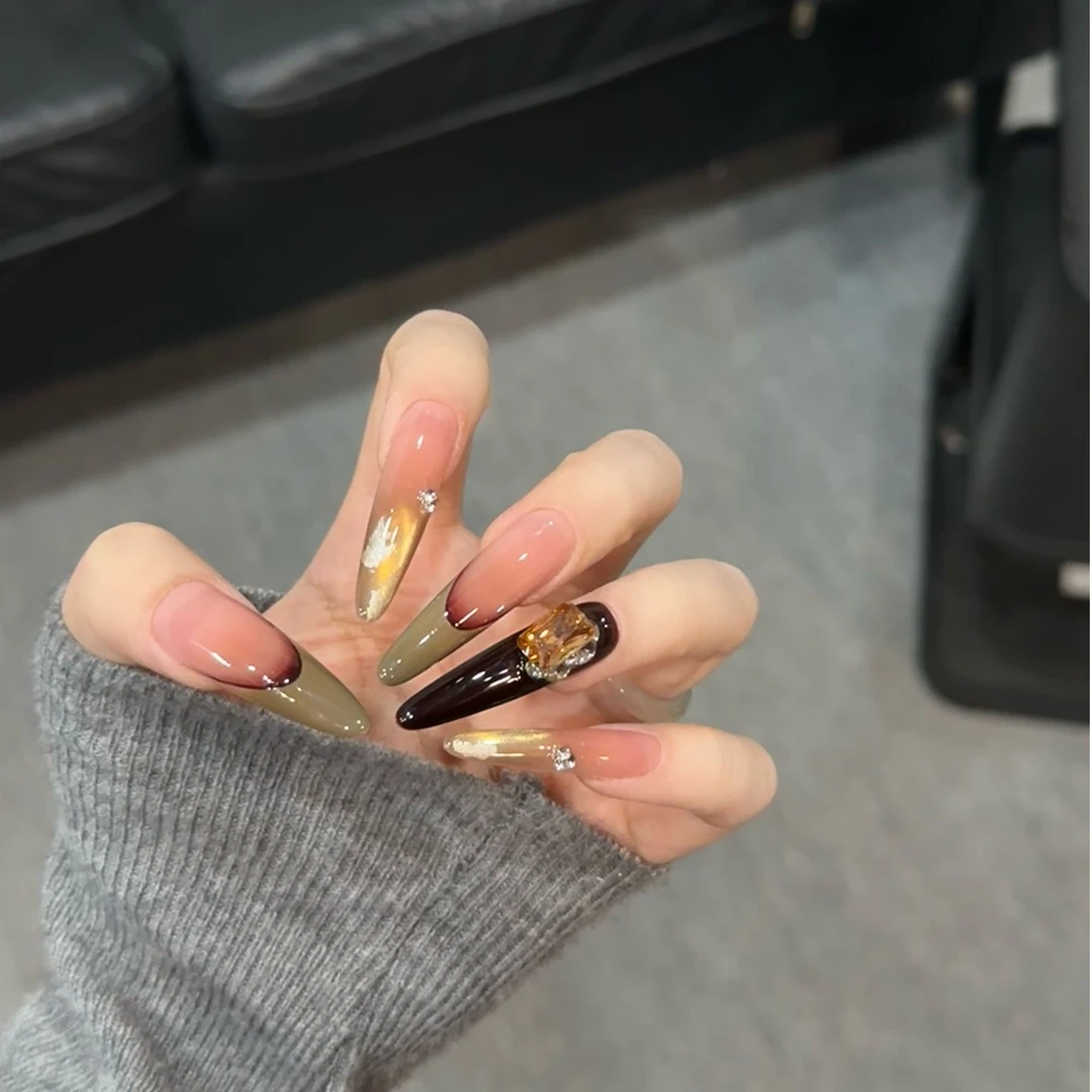 【冬日晚霞】-晚霞猫眼冬季新款法式纯手工穿戴甲