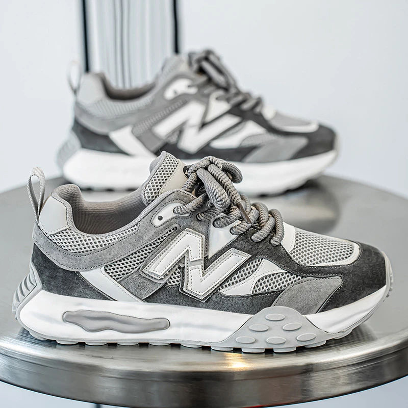 高品质男鞋夏季网面新款运动透气舒适百搭厚底谢谢潮流轻便休闲鞋