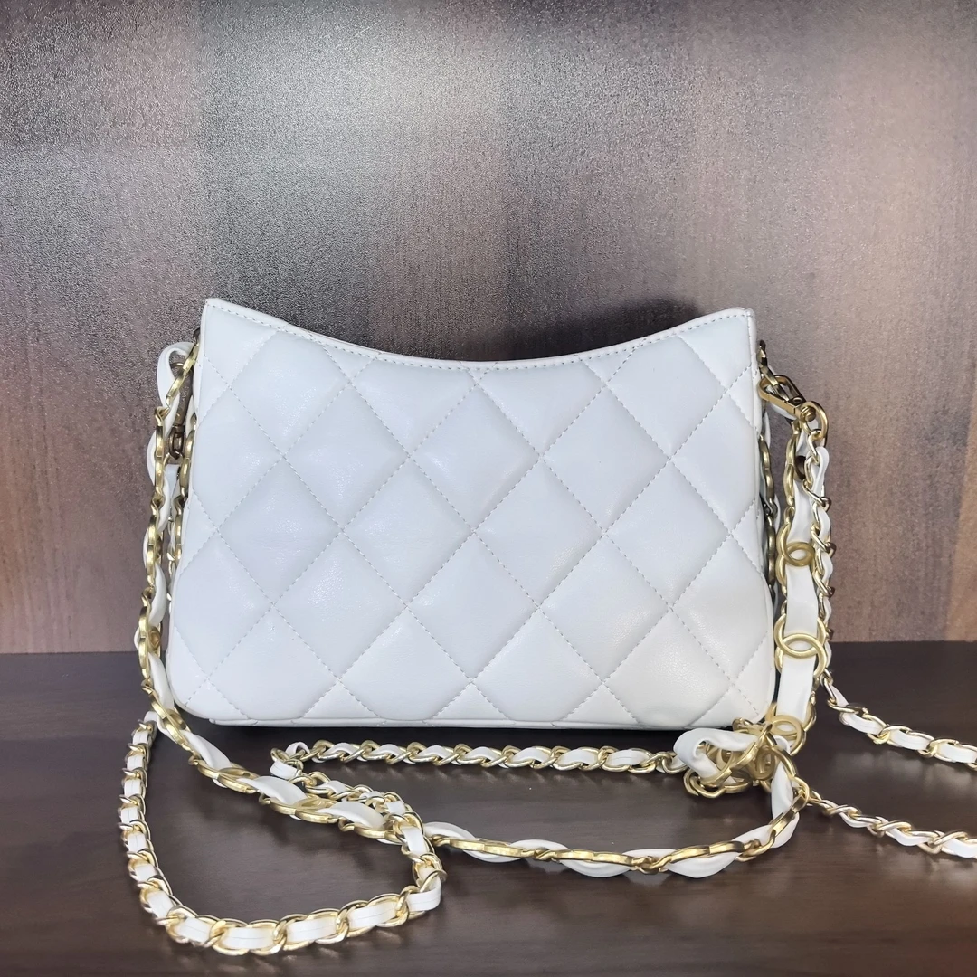 薇薇手工真皮包-白色-长24x高17-开口元宝香A30