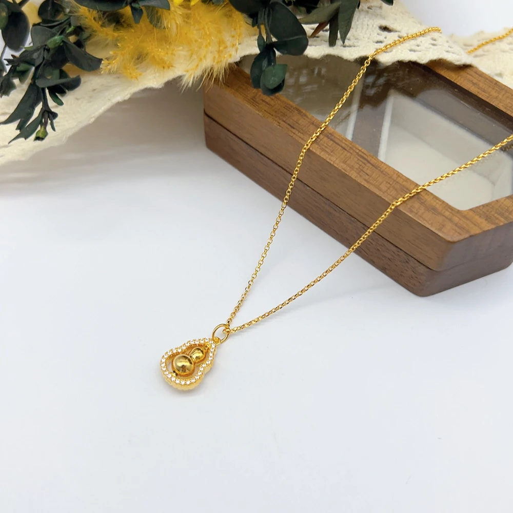 坠链均925银仿水晶 03295  925银水J微镶葫芦项链 长45+5cm左右