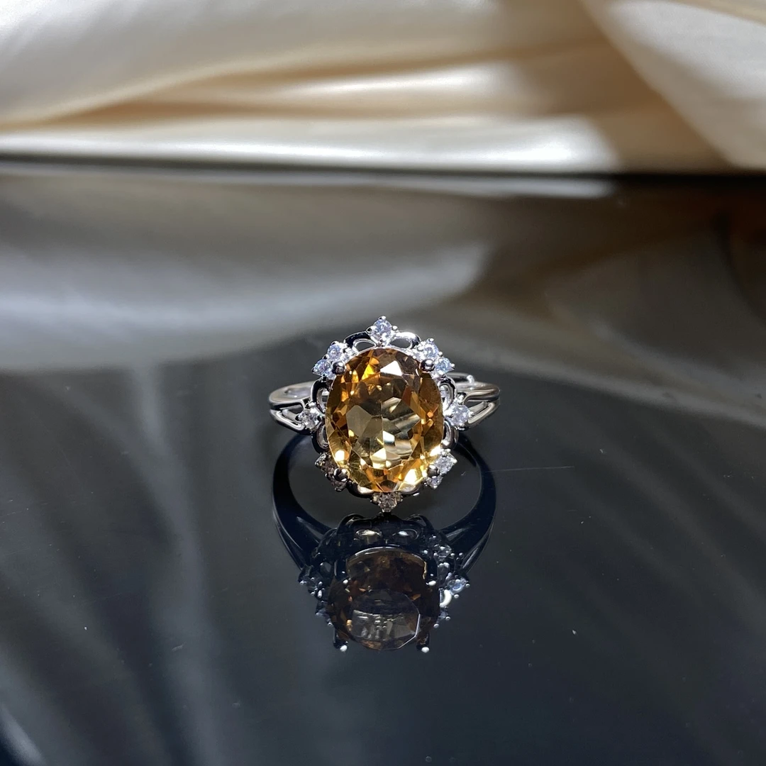 【小北好物】S925银镶嵌黄水晶戒指【约9*11mm】-17QH161X201