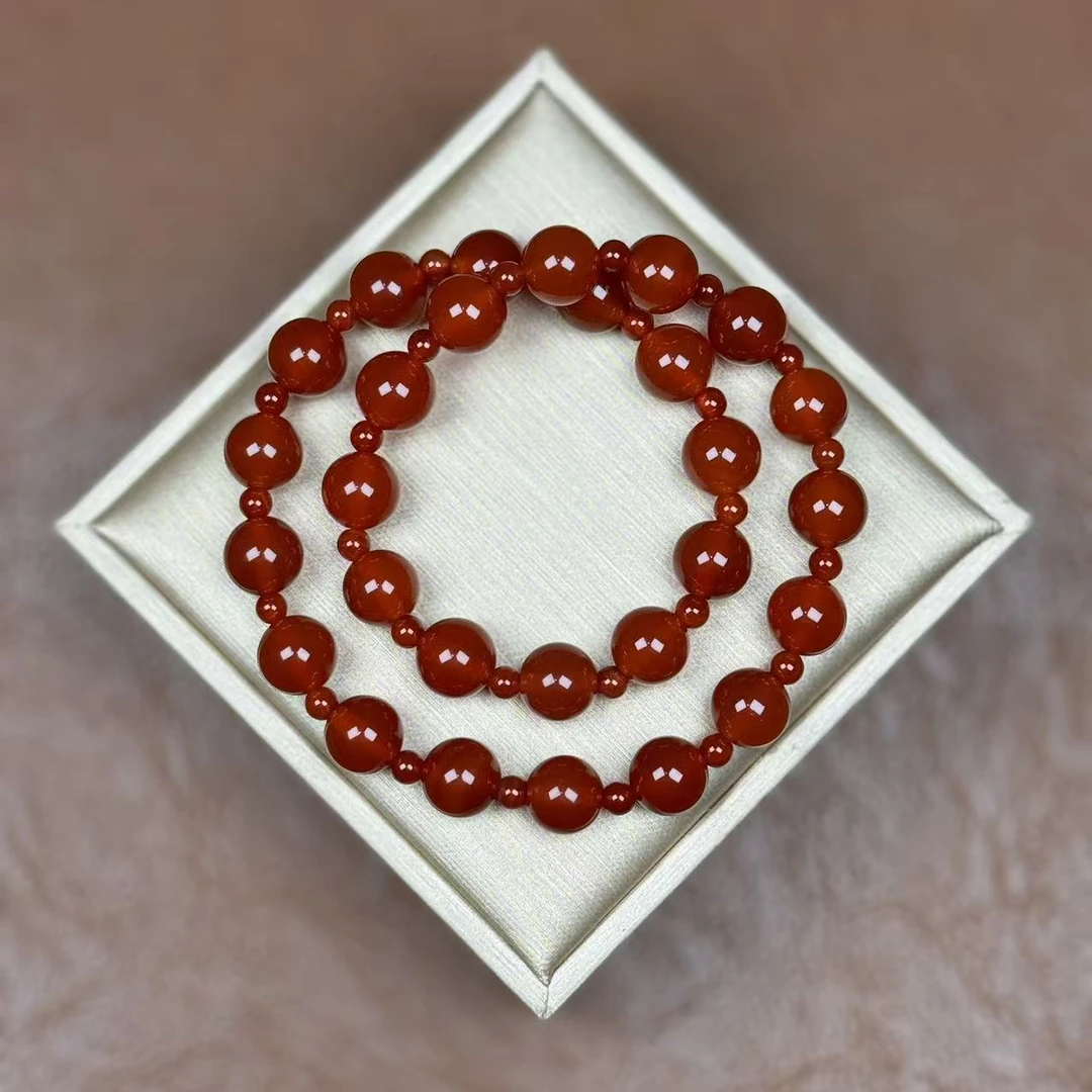 SZH1046南红玛瑙双圈设计款精美手串无礼盒