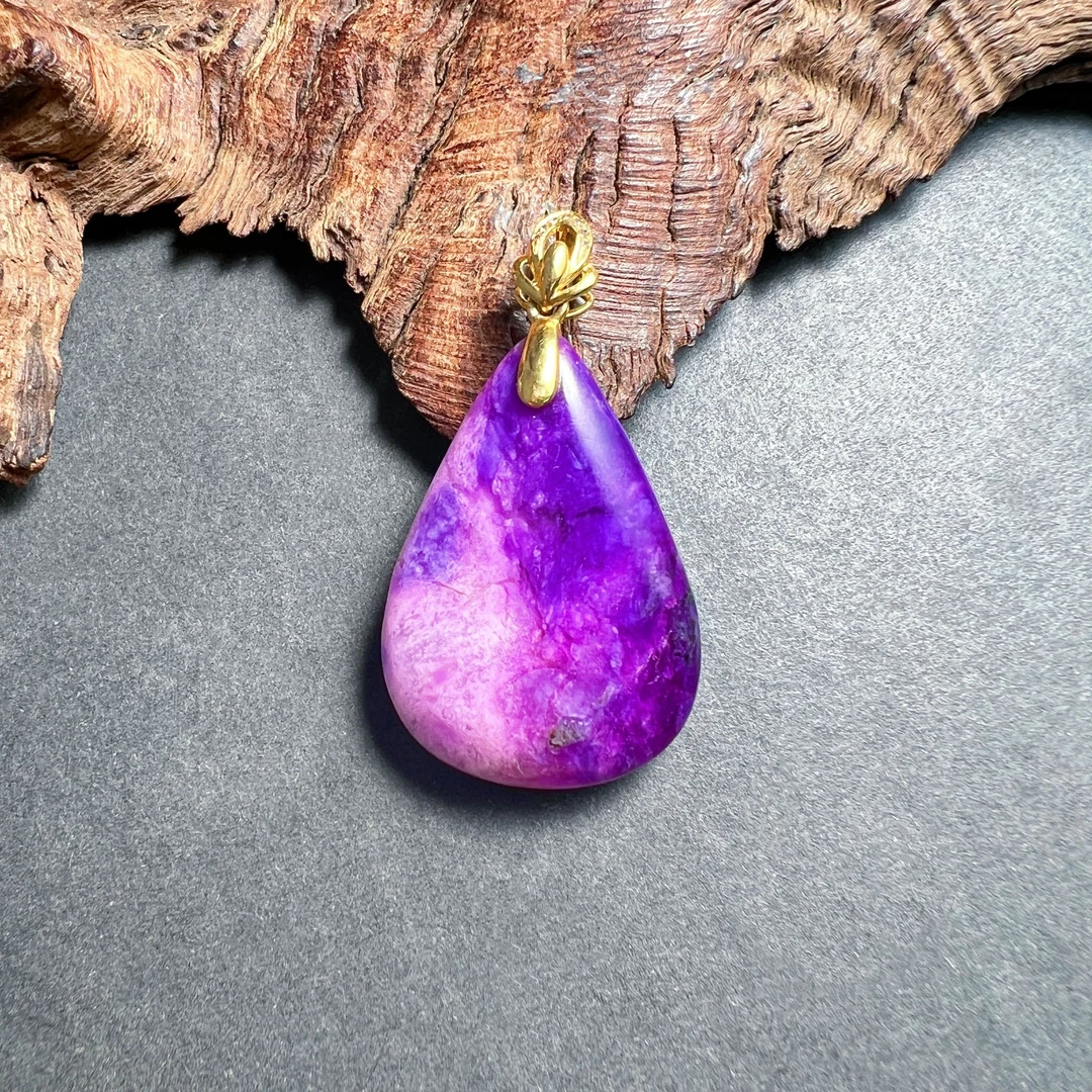 【圣芭黎】天然舒俱来吊坠幻彩水滴18K29-20/D1615多样性发一