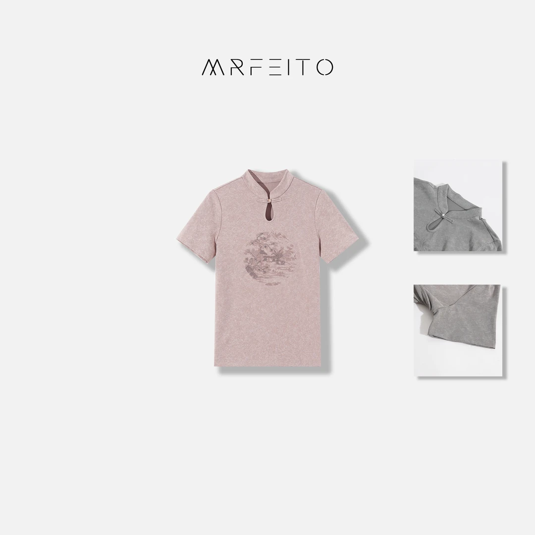 国风时尚刺绣盘扣女士短袖T恤H517TX01C23049