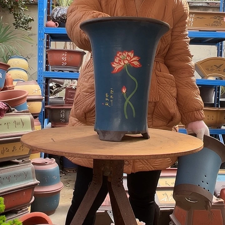 蓝色大号一念花开花盆花盆