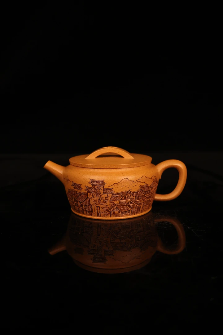 【风】《黄山村》原矿黄金段汉瓦壶纯手工190cc