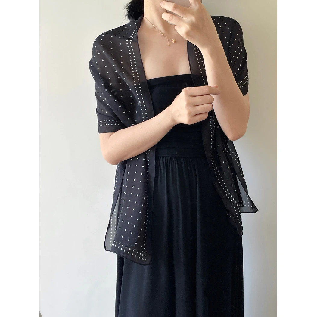 韩系ins复古格子丝巾女夏季薄款长条围巾系脖子飘带领巾配饰颈饰