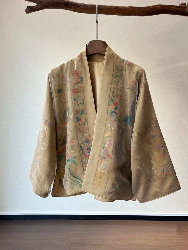 新中式国风手绣复古外套欧根纱外罩