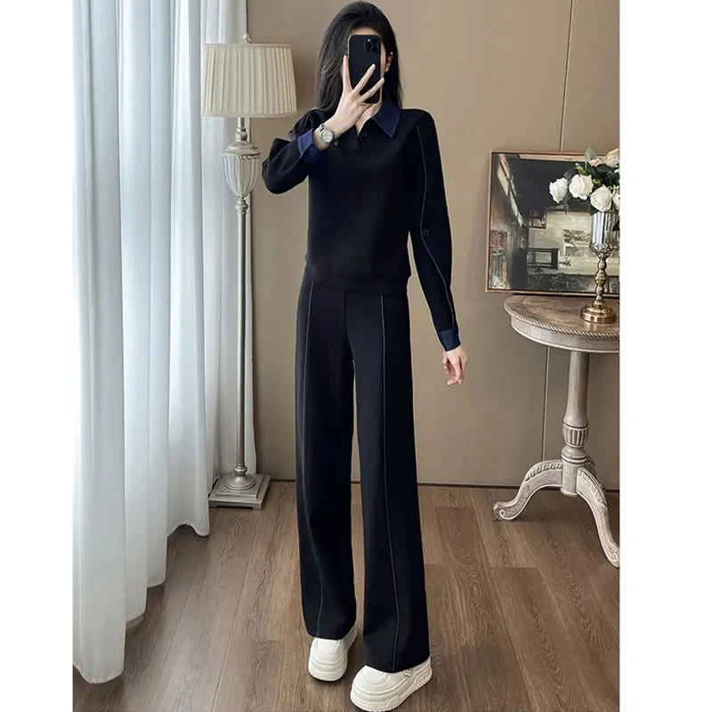 时尚百搭运动休闲套装女2025春季新款宽松显瘦通勤简约减龄两件套