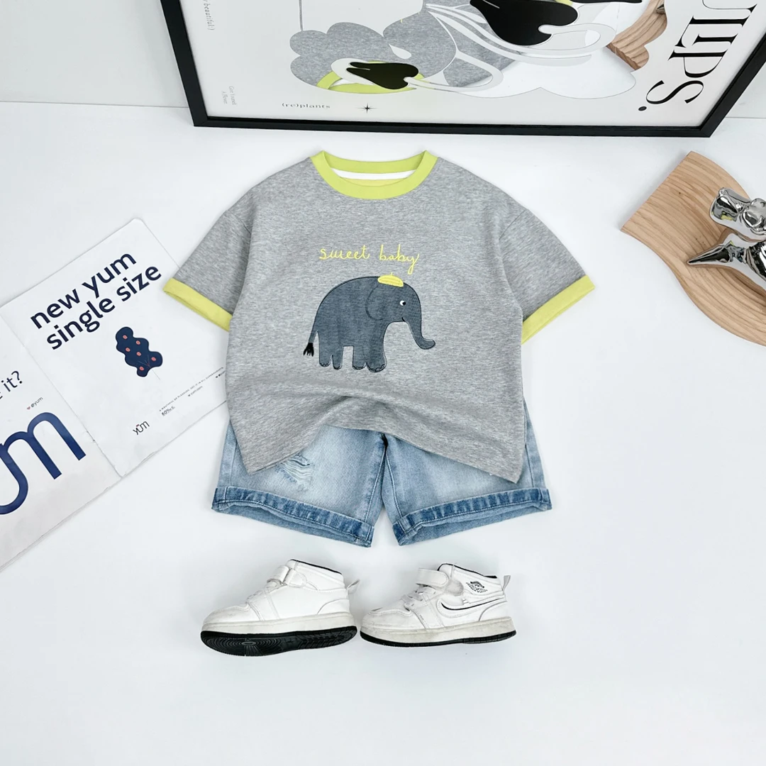 儿童短袖T恤夏季男童衣服2025新款休闲潮牌 HZ25331 悠悠童话童装