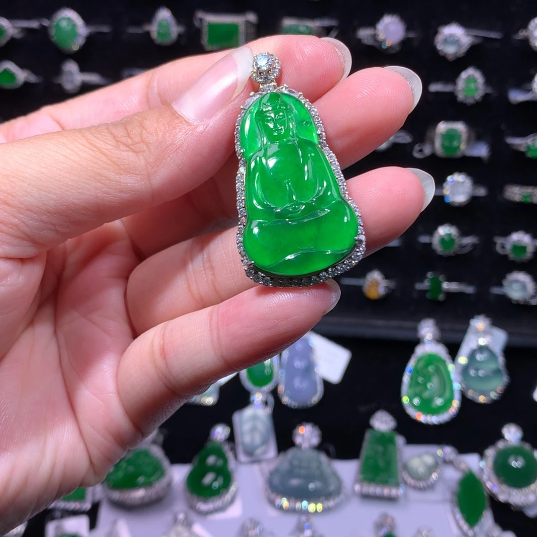 翡翠银S925镶嵌颈饰翡翠