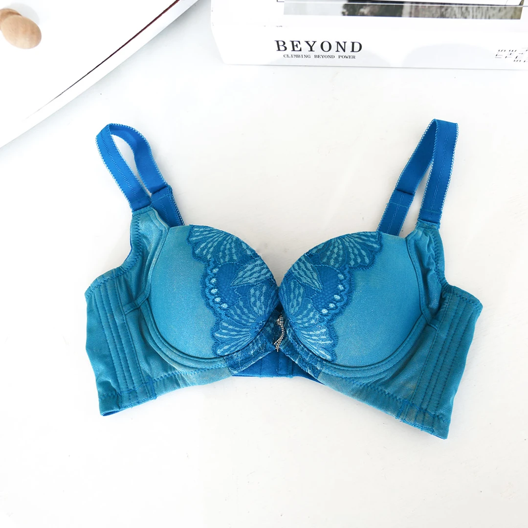 女士薄款内衣舒适聚拢型文胸多排扣纱网拼接BB0229可调节肩带