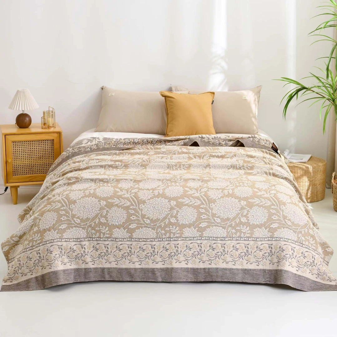 【织野】2*2.3轻奢棉麻床毯