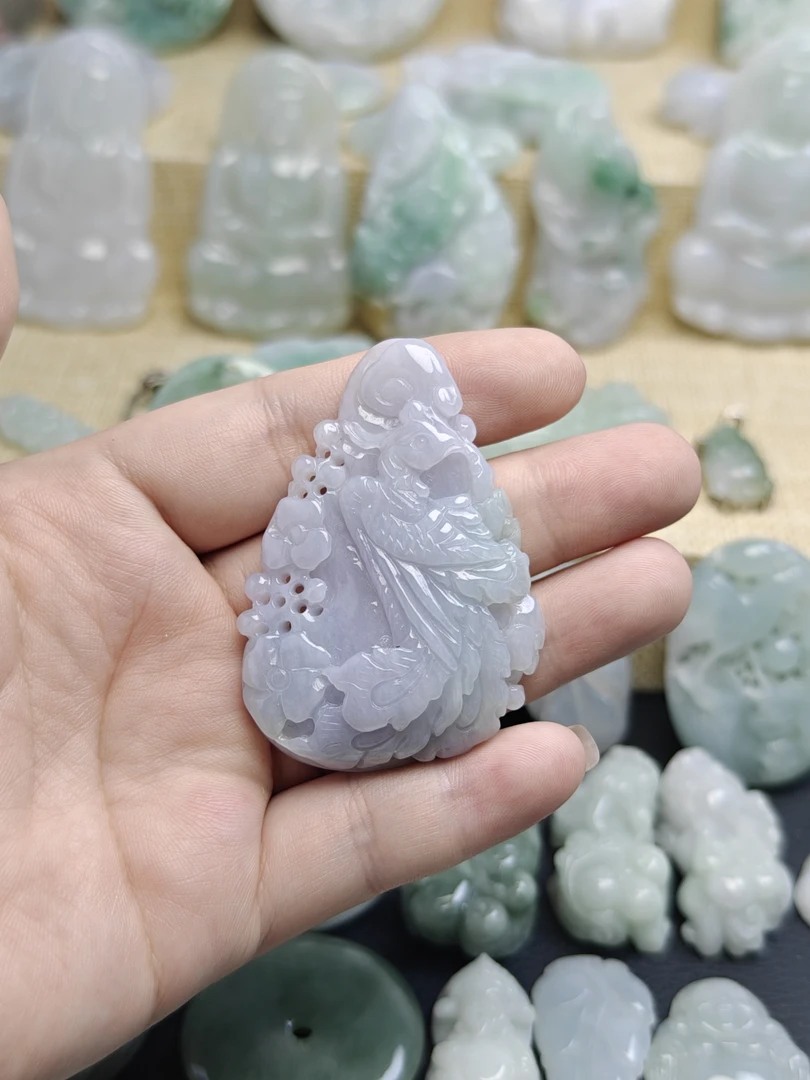 纯天然A货翡翠凤凰吊坠