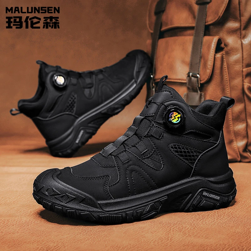玛伦森马丁靴男高帮秋冬新款时尚户外防滑耐磨舒适柔软登山休闲鞋