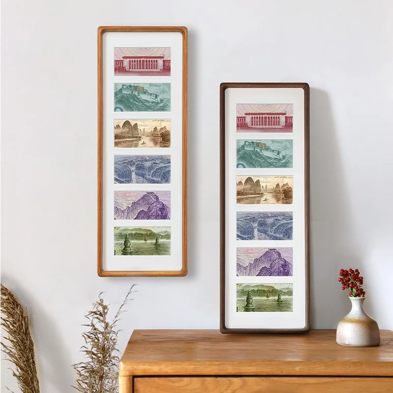 人民币相框六连框纪念收藏展示框diy定制装裱大好河山装饰画框